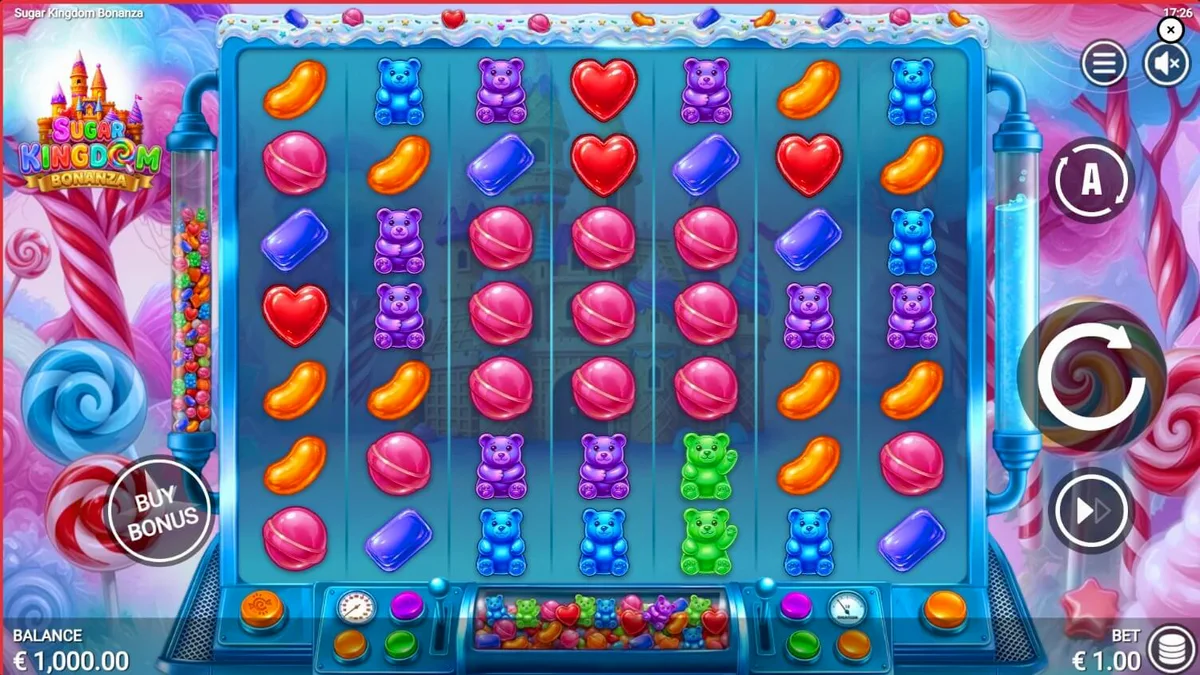 Tampilan visual slot Sugar Kingdom Bonanza dengan tema permen yang ceria